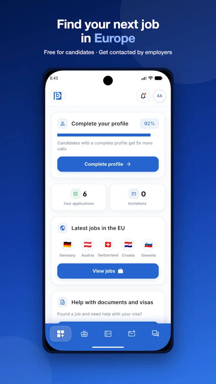 Die Kandidaten-App Balkan Posao auf dem Smartphone