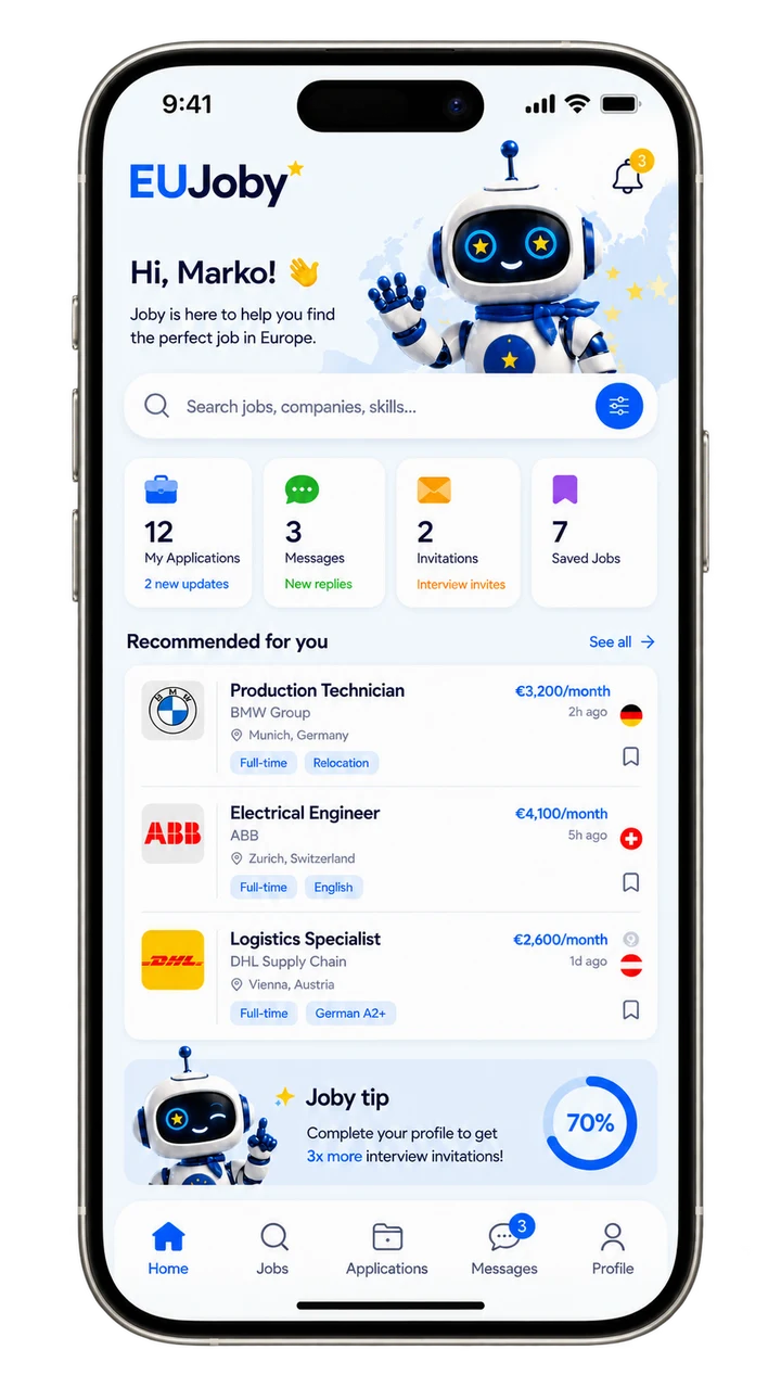 Die Kandidaten-App EU Joby auf dem Smartphone
