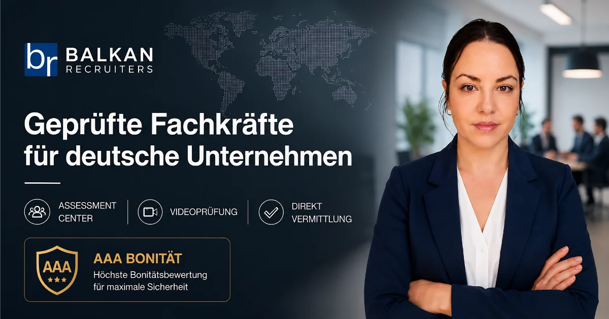 Von der Suche über Tests und Unterlagen bis zum Visum übernimmt Balkan Recruiters den kompletten Service. CandidateForce bleibt die Plattform, die Umsetzung machen sie.
